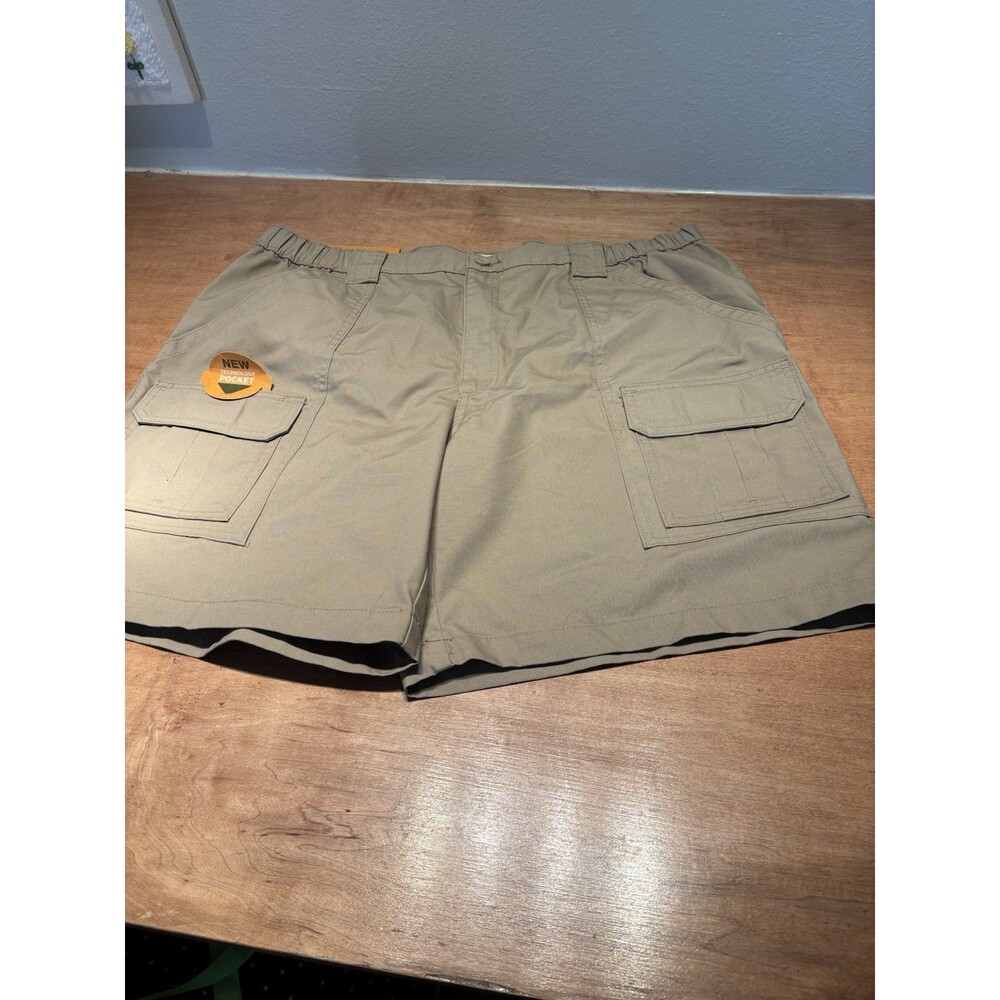 Savane Mens Hiking Cargo Shorts Khaki Tan Size 40 UPF 30 Hidden Tech Pocket NWT